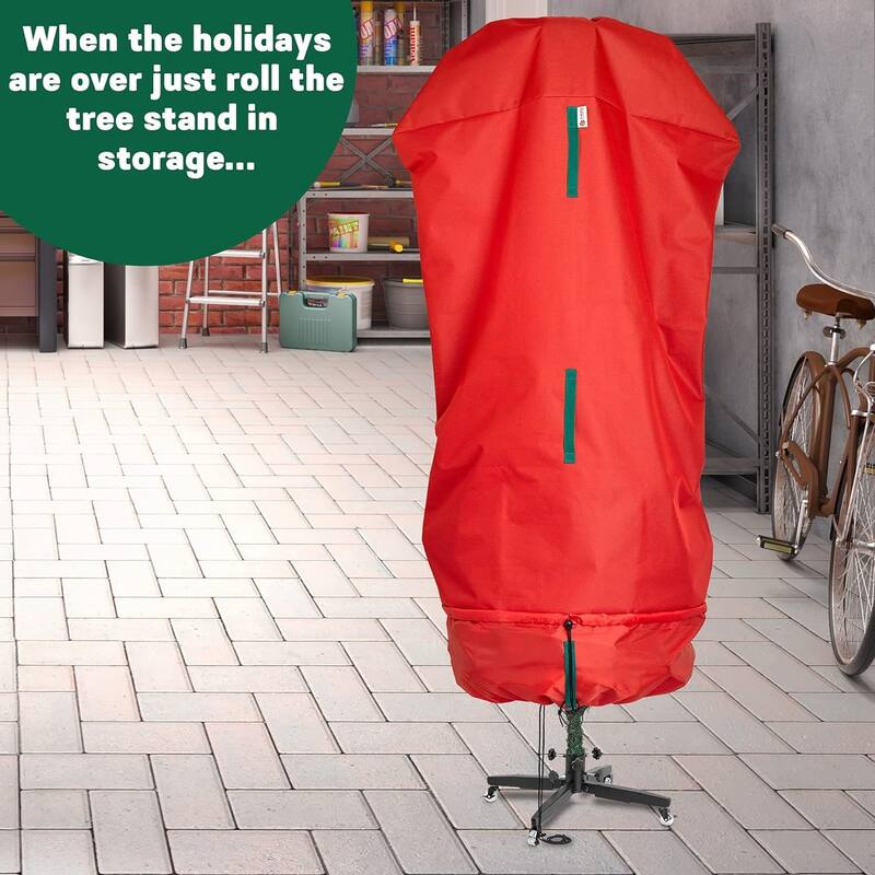 Metal Rolling Christmas Tree Stand with Heavy-Duty Caster Wheels - Premium Stand Holds up to 12-Foot - Black