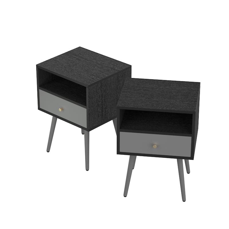 Modern Bedside Tables Set of 2,Nightstand with 1 Storage Drawer Chic