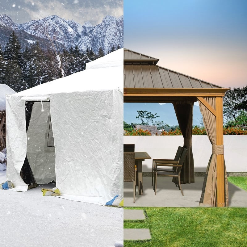 Domi 8' x 8' Universal Winter Gazebo Cover, All Season Waterproof Enclosed Cover with Sidewalls & Ventilated Mesh Windows, White