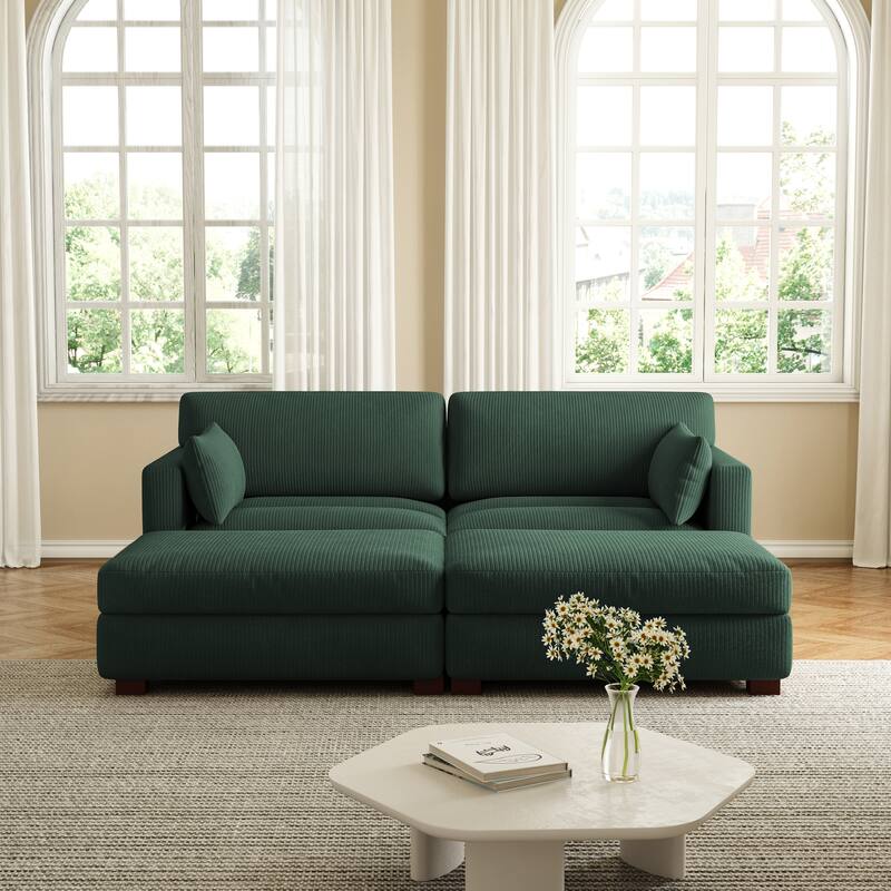 Corduroy Modular Sectional Sofa Deep Seat Corner Sofas & Ottomans