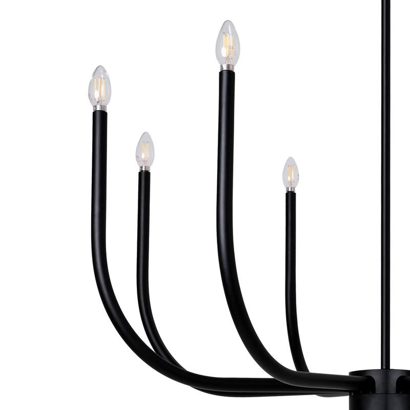 Modern Black 8-Light Classic Chandelier Transitional Candle Light for Dining Living Room - D 40.1" x H 19"