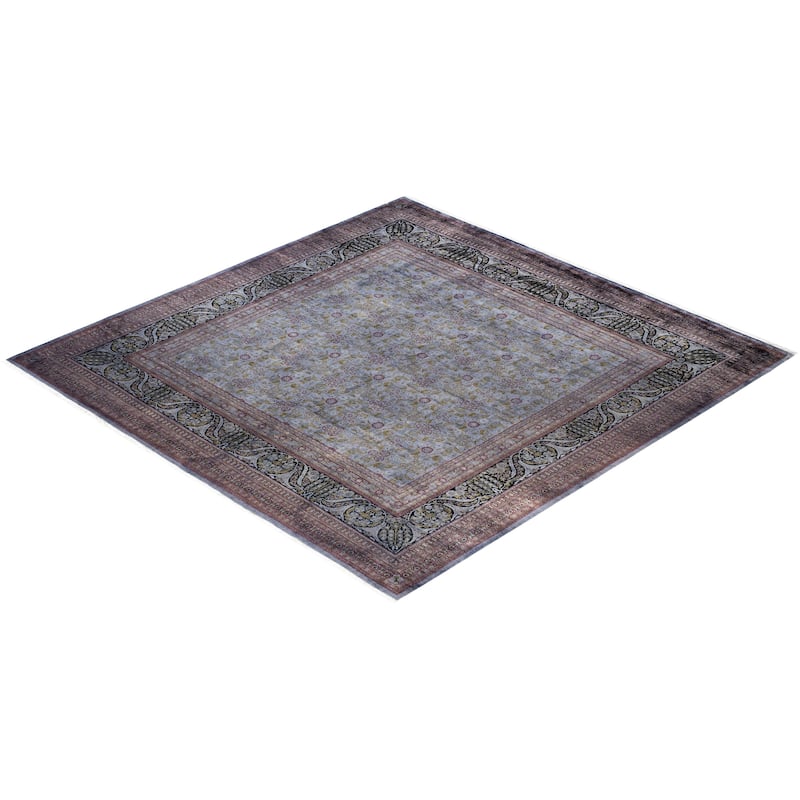 Overdyed One-of-a-Kind Hand-Knotted Area Rug - Gray - 9' 2" x 9' 5"