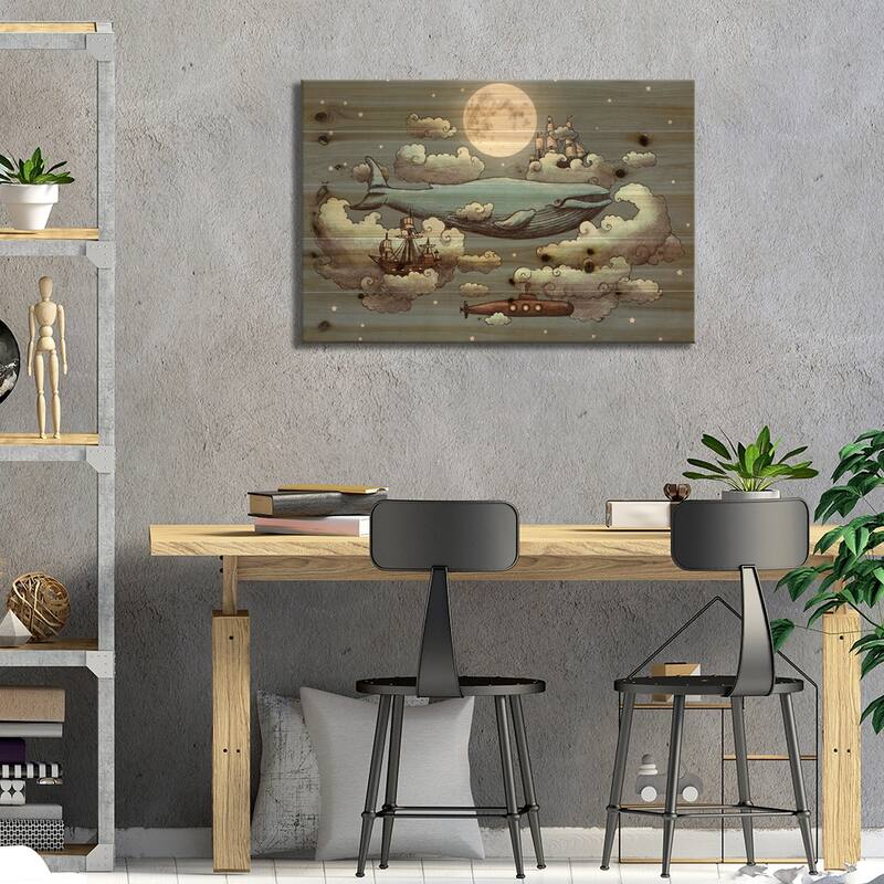 Ocean Meets Sky 1 Print On Wood by Terry Fan - Multi-Color