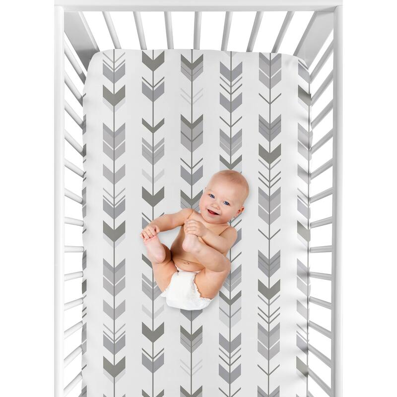 Sweet Jojo Designs Fitted Crib Sheet for the Grey and White Mod Arrow Collection