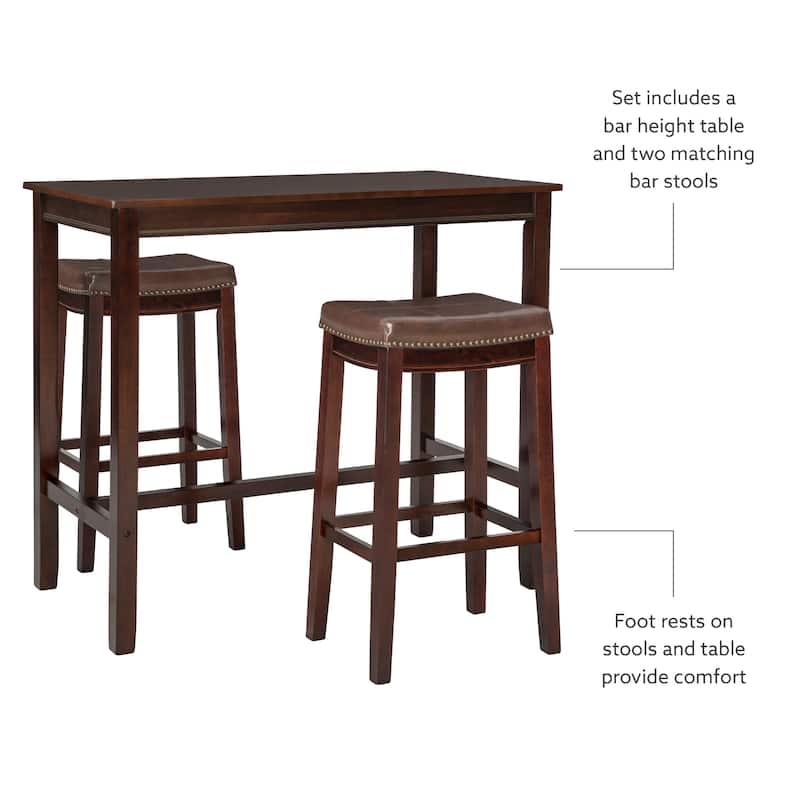 3-Piece Bar Table and Stool Set- 47.25" - Brown