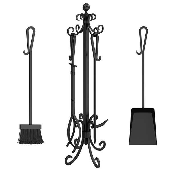 5Piece Wrought Iron Fireplace Tool Set 5Pcs On Sale Bed Bath