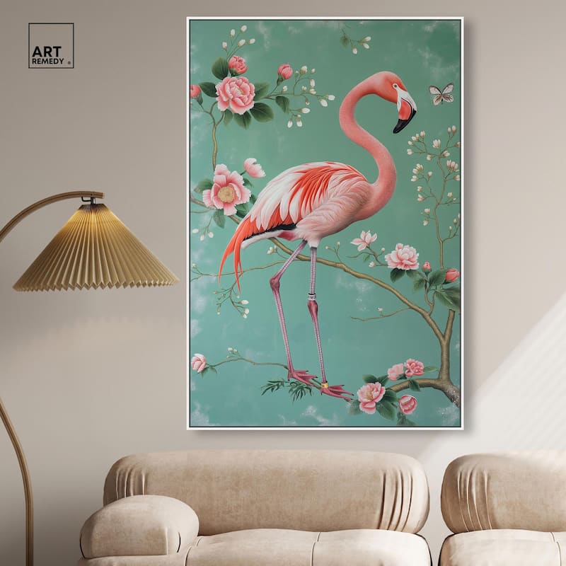 Flamingo's Fable Canvas by Art Remedy