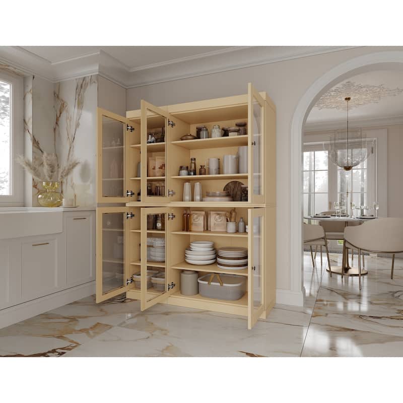 Palace Imports 100% Solid Wood 48.5" Pantry China Cabinet with Clear Glass Doors and Adjustable Shelves