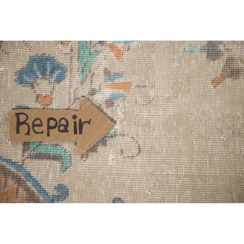 Hand Knotted Oriental 100% Wool Carpet Traditional Floral Beige & Ivories Tabriz Area Rug - 12' 11'' X 9' 6''