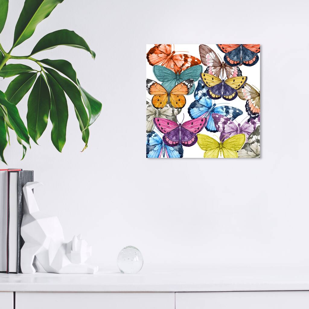 Wynwood Studio Canvas Animals Colorful Wings Blue and Modern & Contemporary Wall Art Canvas Print