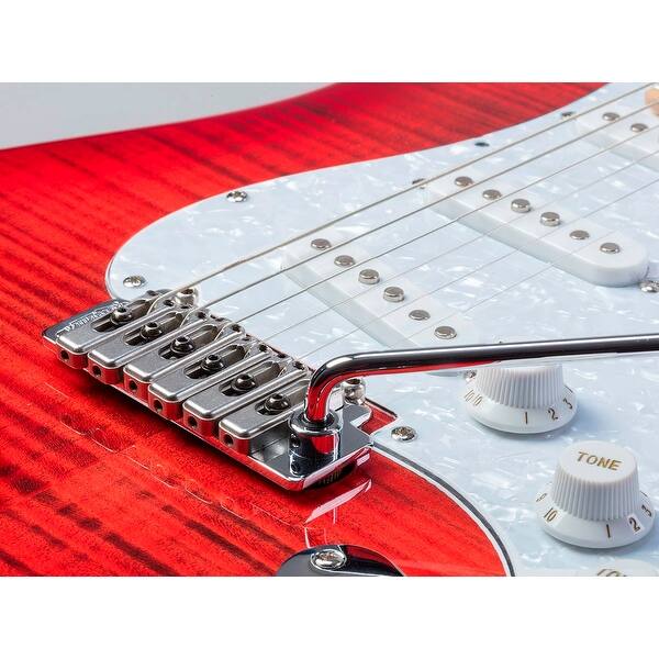 Indio Cali Dlx Quilted Maple Top Electric Guitar - Shop Black Friday Deals On Monoprice Indio Cali Dlx Flamed Maple Top Electric Guitar Trans Red With Gig Bag Overstock 18819006