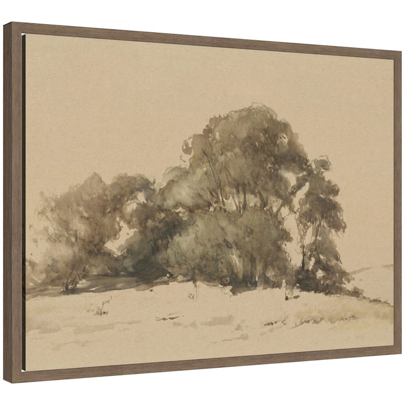 Kate and Laurel In de duinen bij Wassenaar 1875 Johannes Bosboom by Nostalgia Prints Framed Canvas Wall Art Print - 24 x 18 - Walnut