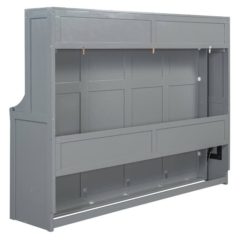 Roomfitters Full/Queen Murphy Bed with Hydraulic Lift and Folding Desk, Space Saving Wall Mounted Sleeper