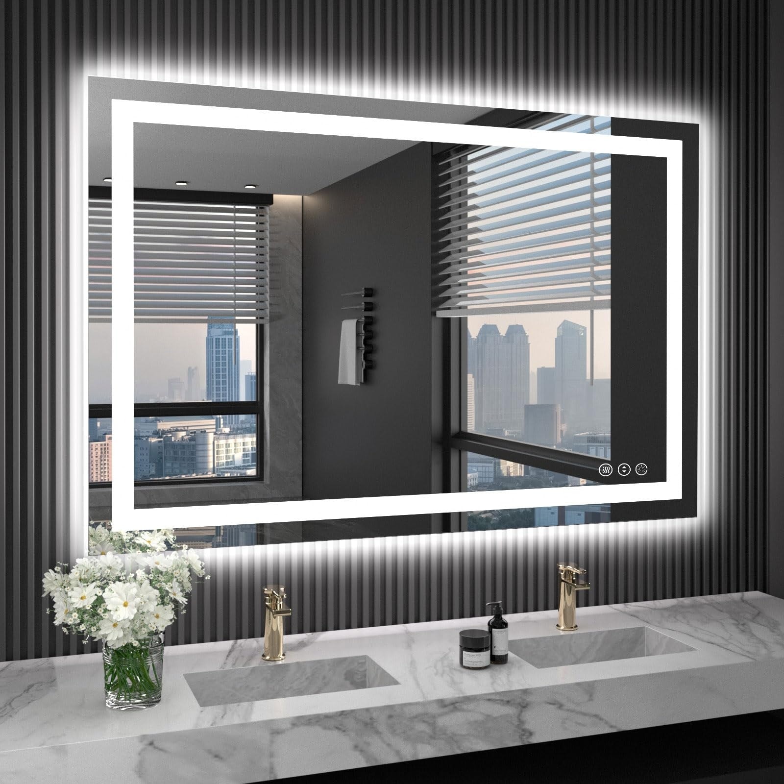 Metal Framed Wall Mirror with Shelf