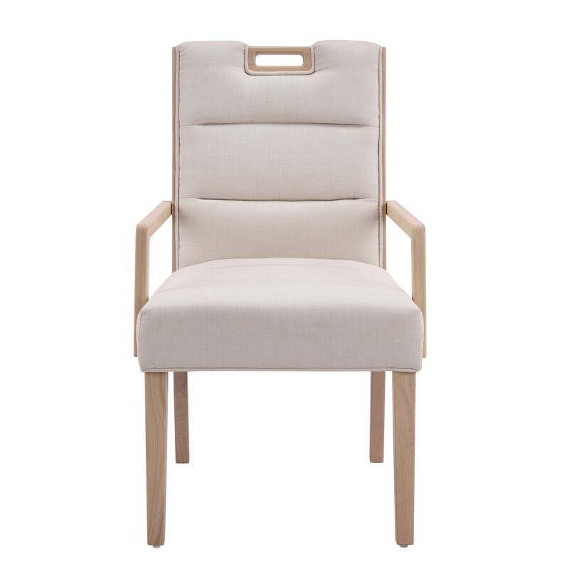Christopher Knight Home - Modern Upholstered Rubber Wood Dining Chairs with Armrests