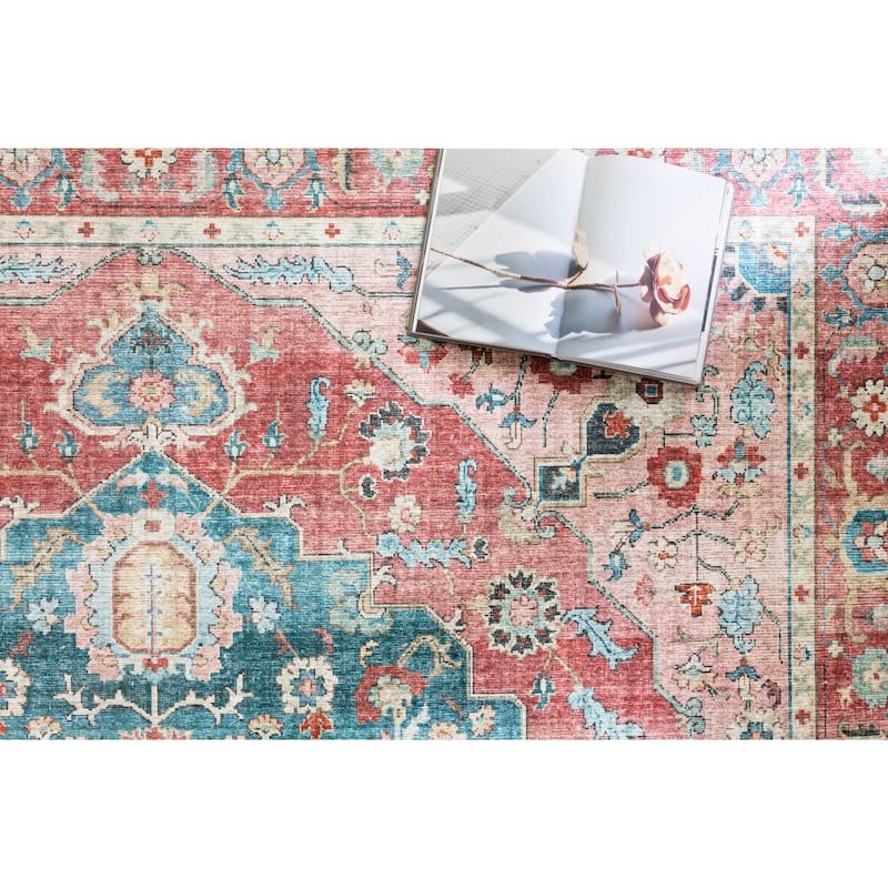 Alexander Home Leanne Traditional Distressed Printed Area Rug