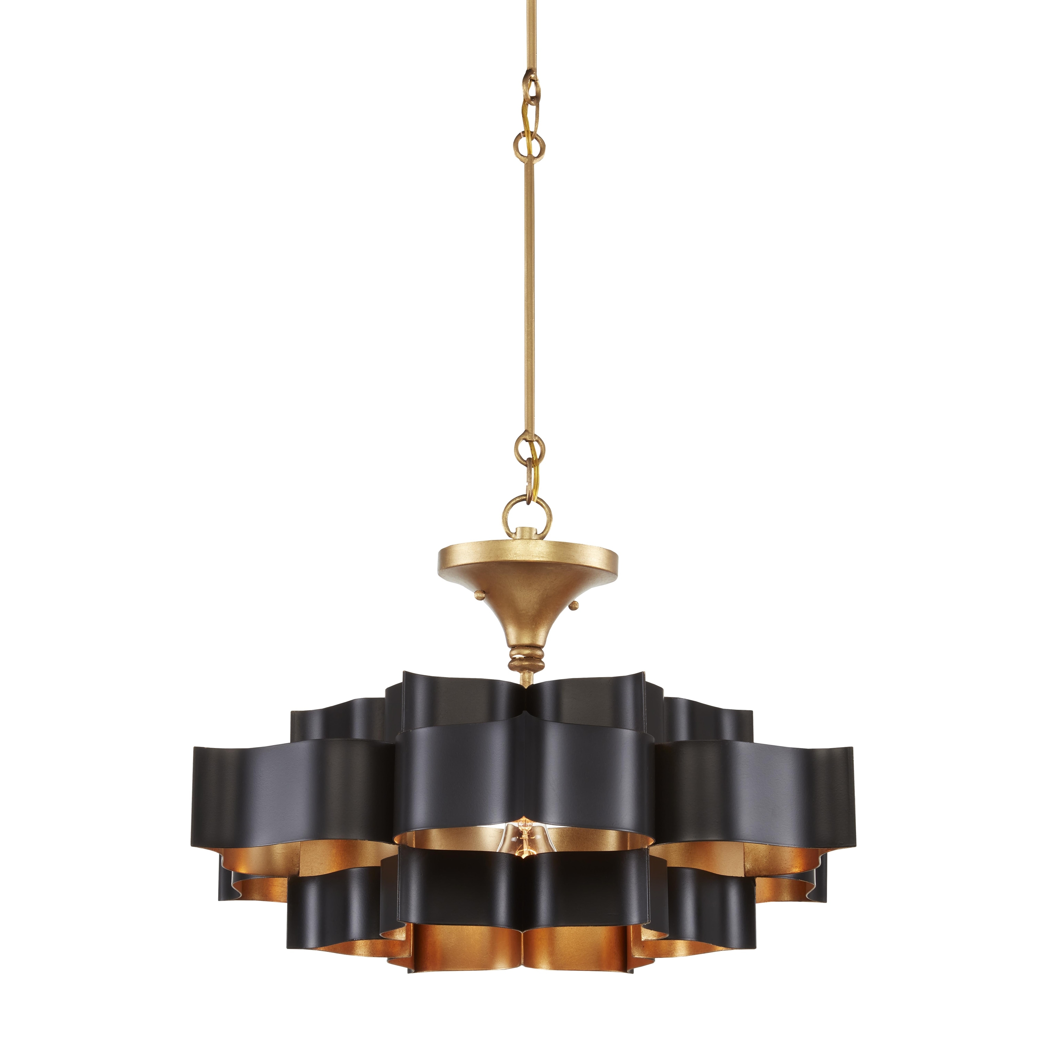 Currey & Company Grand Lotus Small Black Chandelier - 11