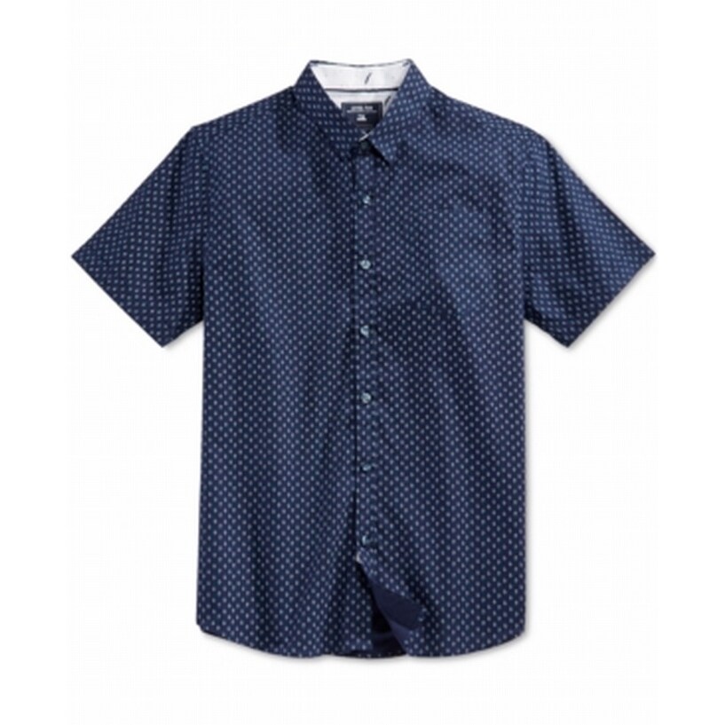 Shop Level Ten New Blue Mens Size Xl Triangle Print Button Down