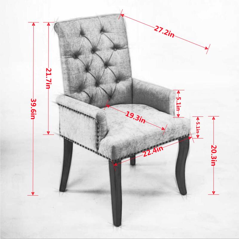 Upholstered Chenille Fabric Accent Dining Chair with Curved Solid Wood Legs, Elegant Tufted Club Dining Chair.