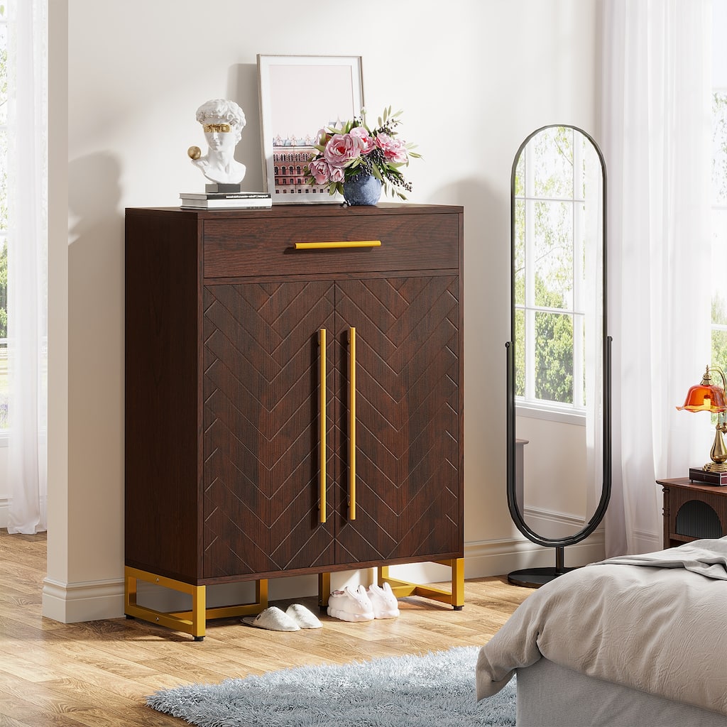 20-Pair Shoe Cabinet with Drawer for Entryway