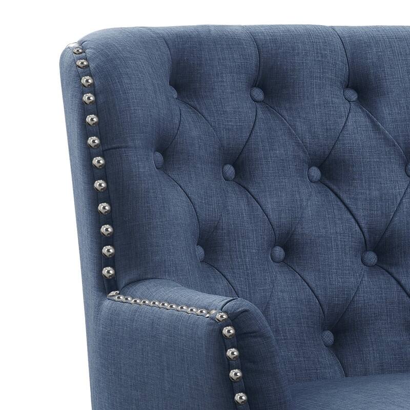 Moser Bay Mignon Velvet / Linen 30'' Wide Tufted Wingback Accent Chair