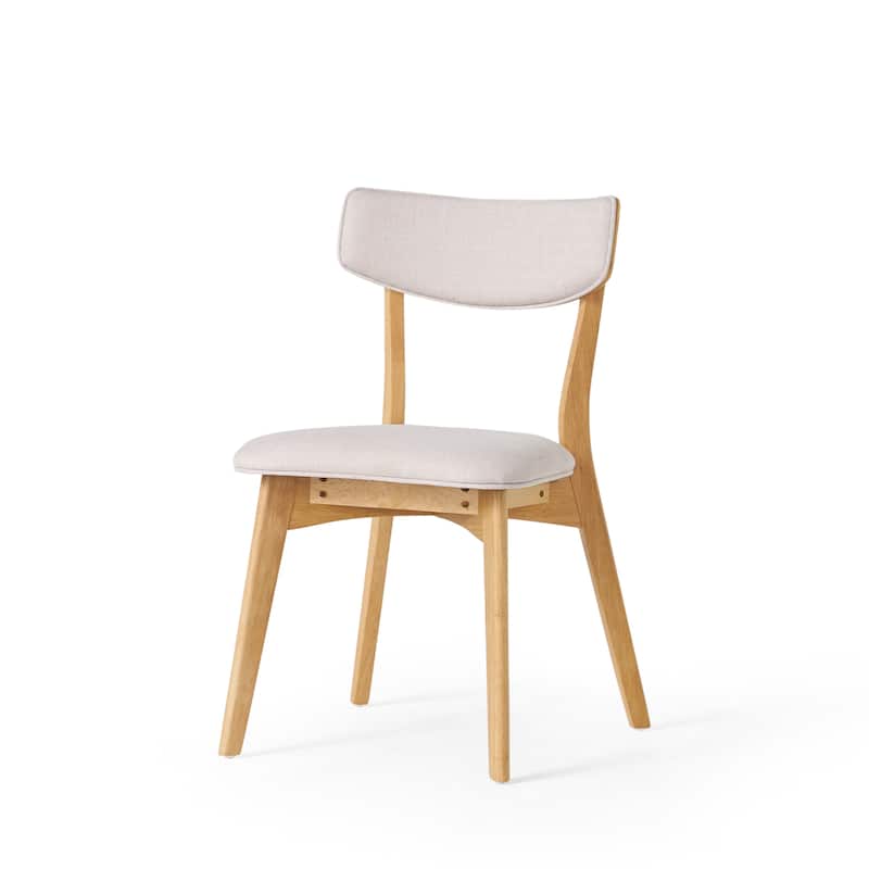 Chazz Mid-Century Modern Upholstered Rubberwood Dining Chairs (Set of 2) by Christopher Knight Home