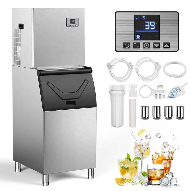 550LB/24H Commercial Ice Maker Stainless Steel Bar Restaurant Ice Cube Machine - 550LB/24H