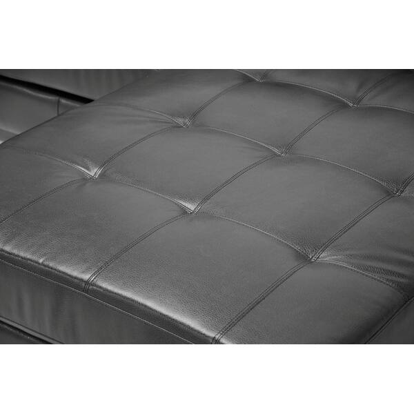 Dobson 2pcs Black Bonded Leather Sectional Sofa Chaise