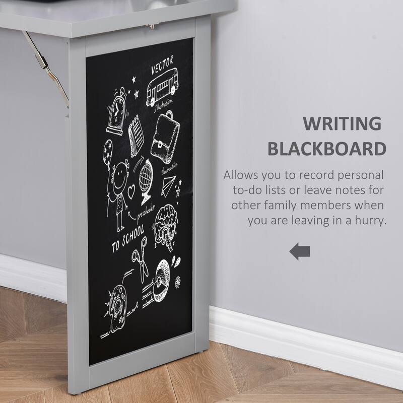 Modern Fold out Convertible Writing Table Wall Mount Desk with Blackboard Shelf and Built In Storage for Small Home Office Room