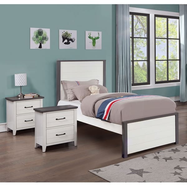 slide 2 of 8, Furniture of America Urna Modern White 3-Piece Kids Platform Wooden Bedroom Set Twin