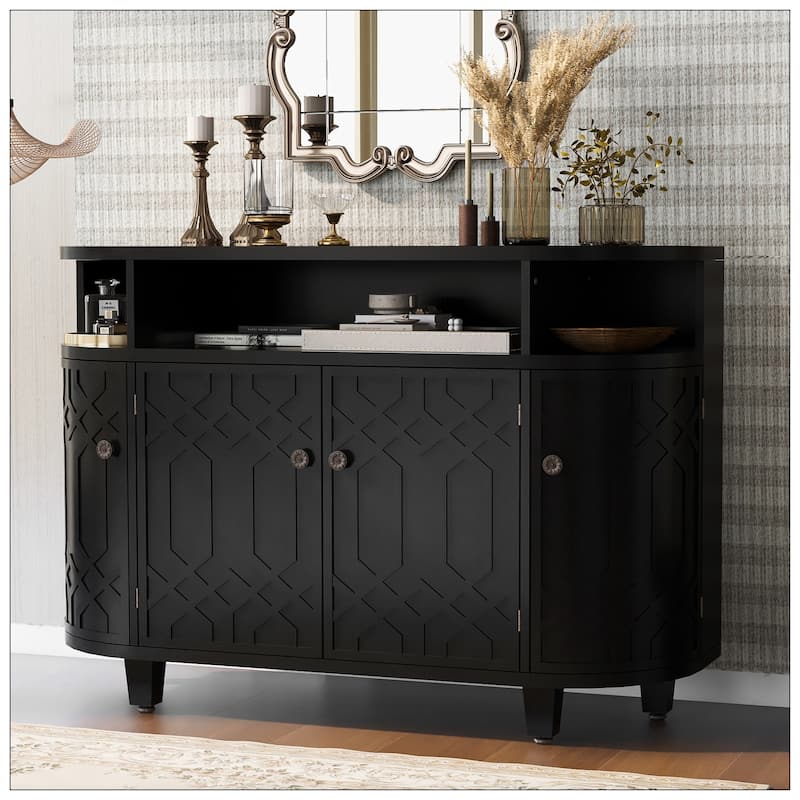 Curved Design Storage Cabinet made of Fraxinus Mandschuric Solid Wood