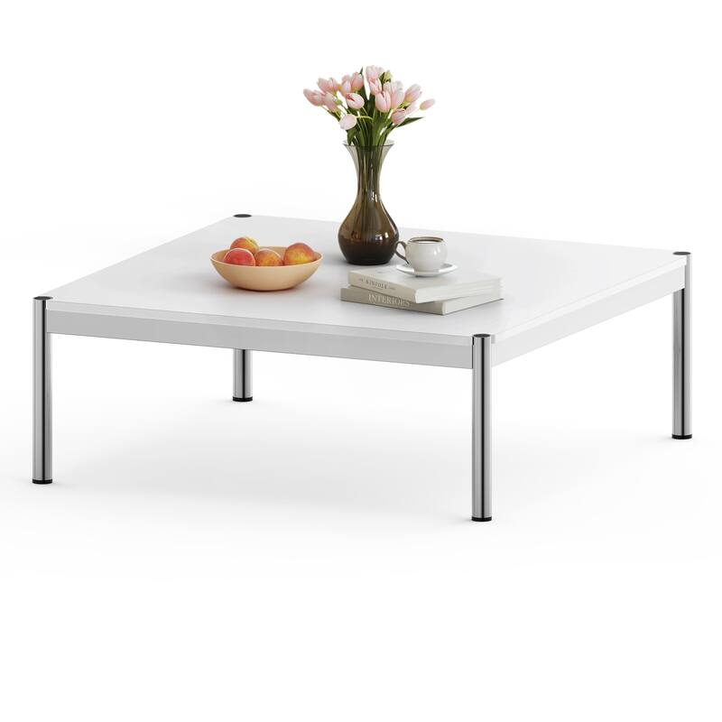 39inch Coffee Table Square Tea Table Polished Stainless Steel