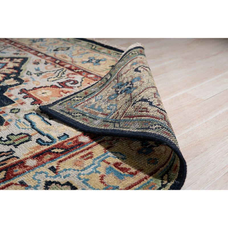 Handknotted Wool NAVY Heriz Serapi Pearl Collection Rug