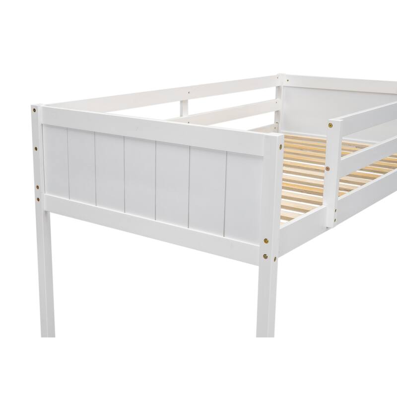 Wood Low Loft Bed With Ladder, Ladder Can Be Placed On The Left Or Right