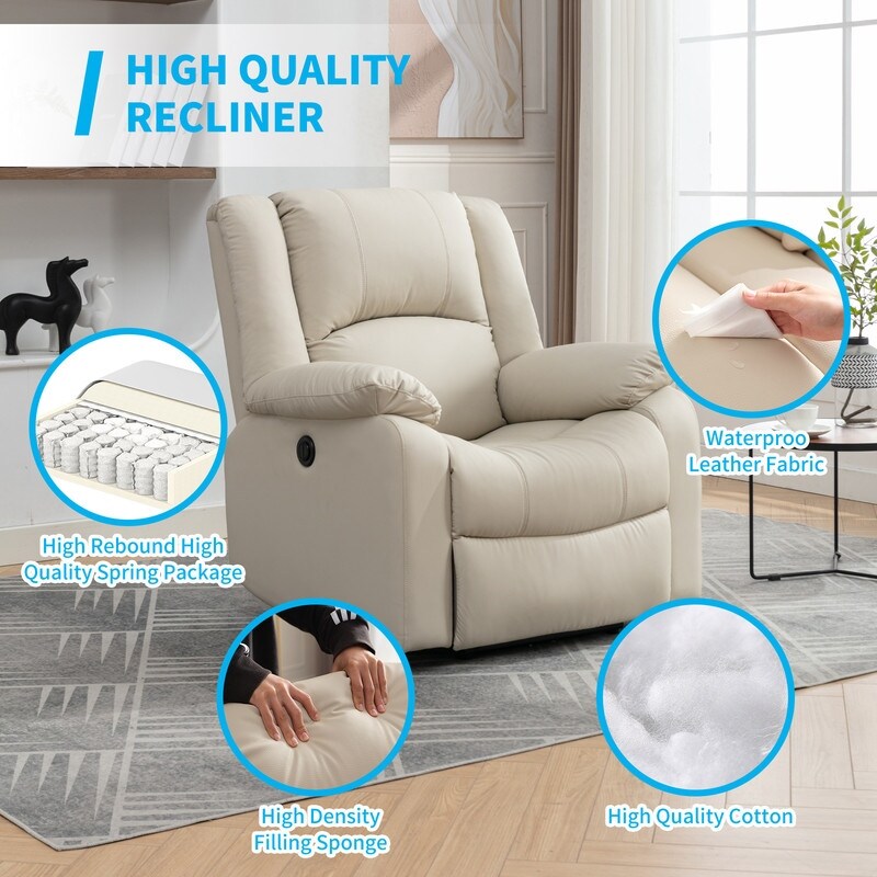 Mixoy Power Lift Recliner Chair with Lumbar Heating Vibrating Massage PU Leather Massage Chair with Overstuffed Armrest Backrest