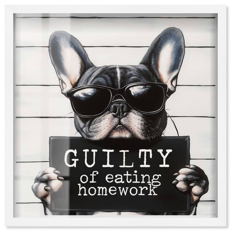 Guilty of Eating Homework Shadowbox by Art Remedy - White - 16" x 16"