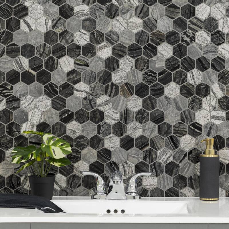 Ackland AKM-S-2X2HCH-CA 12" x 12" Marble Geometric Mosaic Tile - - Tivoli Sand