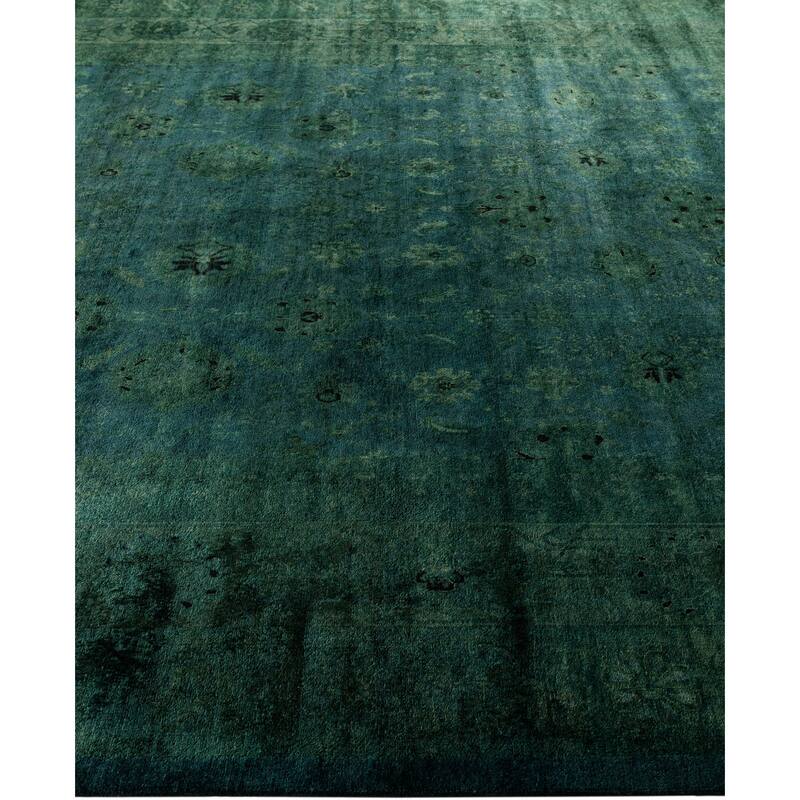 Overdyed One-of-a-Kind Hand-Knotted Area Rug - Green - 8' 2" x 8' 3"