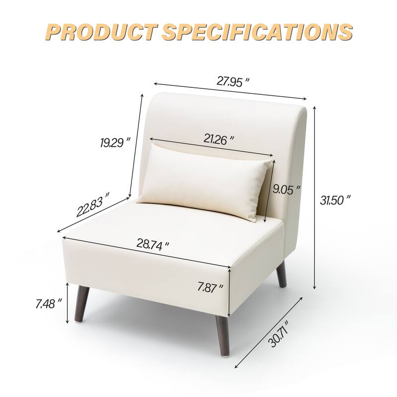 Accent Chair Upholstered Sofa Chair PU Faux Leather Wood Frame with Pillow - 28.74" W x 30.71" D x 31.50" H