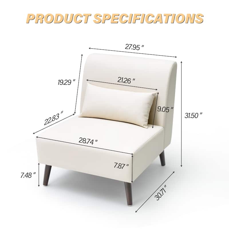 Accent Chair Upholstered Sofa Chair PU Faux Leather Wood Frame with