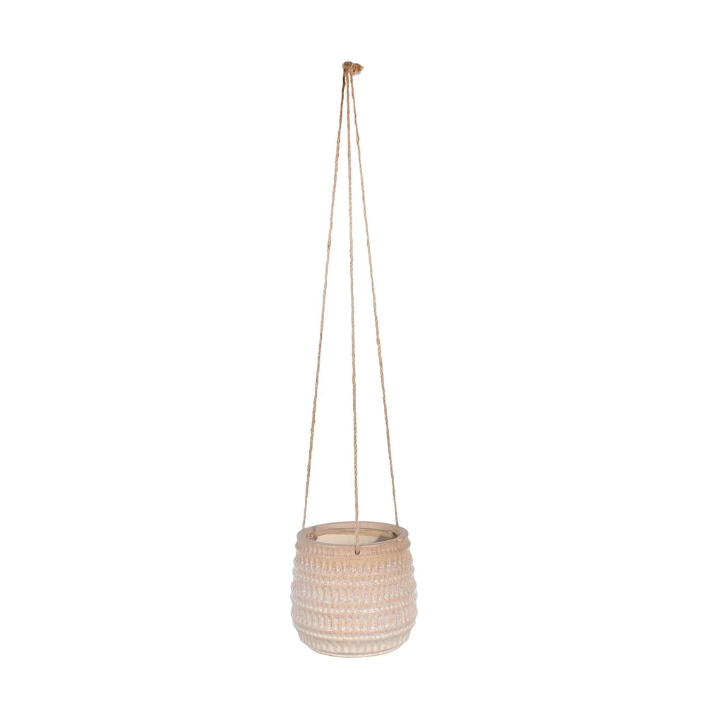 Sagebrook Home Neutral Textured Ceramic Hanging Planter
