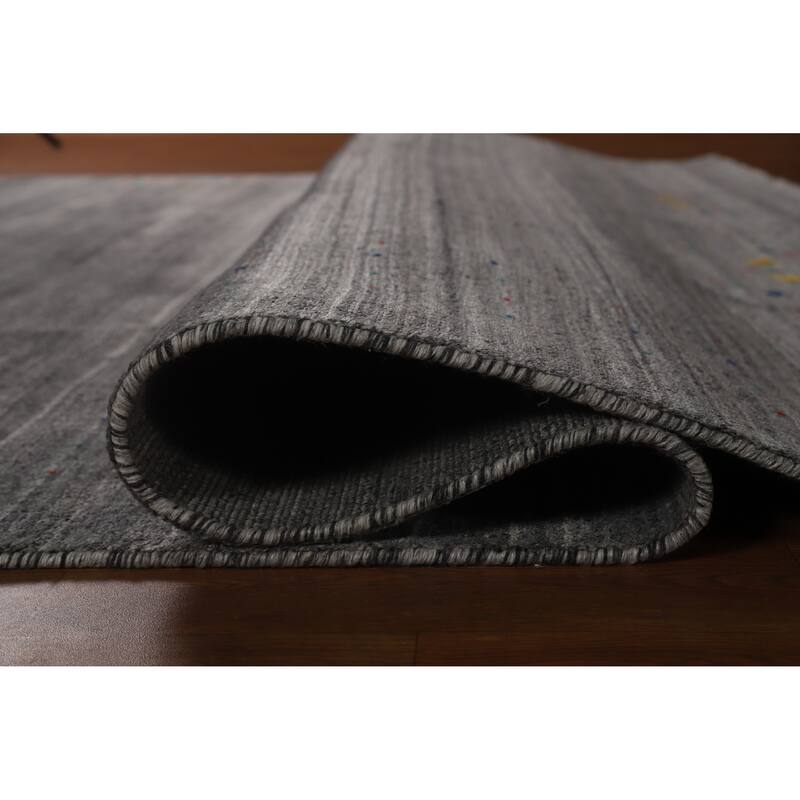 Hand Knotted Oriental 100% Wool Carpet Tribal Tribal Greys & Charcoal Gabbeh Area Rug - 9' 11'' X 7' 10''