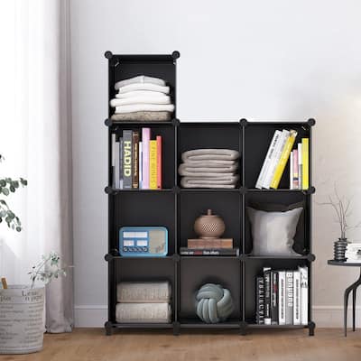 10 Cube Stackable Shoe Rack Organizer DIY Plastic Shoe Storage Cabinet for Closet & Entryway - N/A
