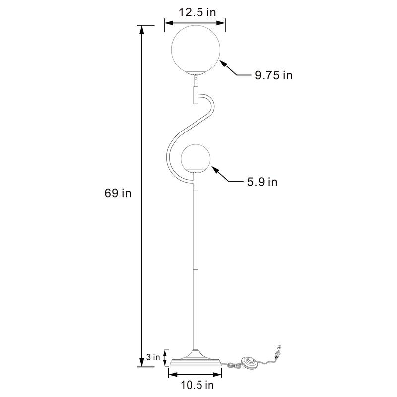 Dacki 69-Inch Dual Spherical Bulb Metal Floor Lamp Black