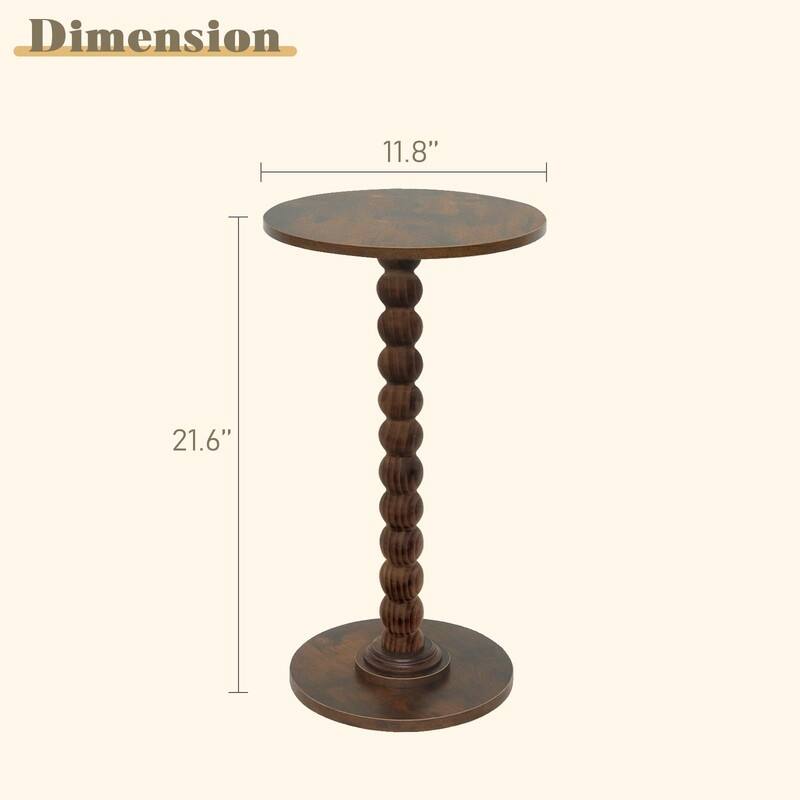 Round Side Table - 11.8"D x 11.8"W x 21.6"H