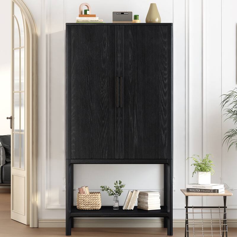 Sophisticated Oak Veneer Cabinet With Multiple Storage Functions,Suitable For Study,Entryway,Hallway,Living Room,Foyer