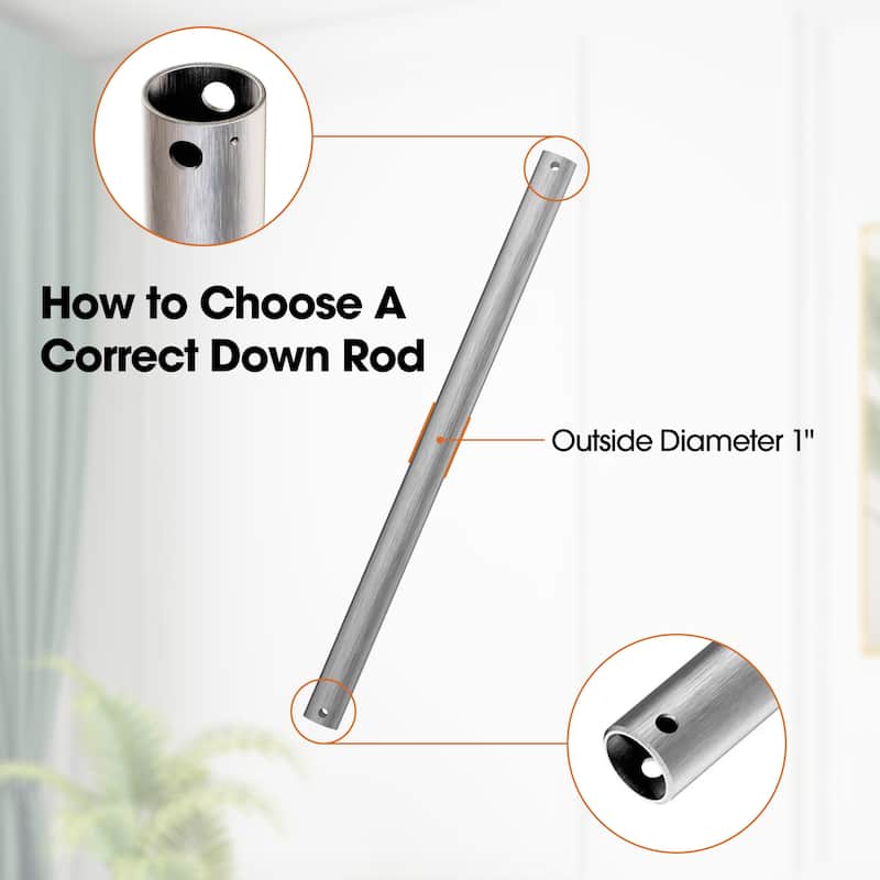 18"/ 24"/ 36"/ 48" Nickel Extension Downrod for Ceiling Fan