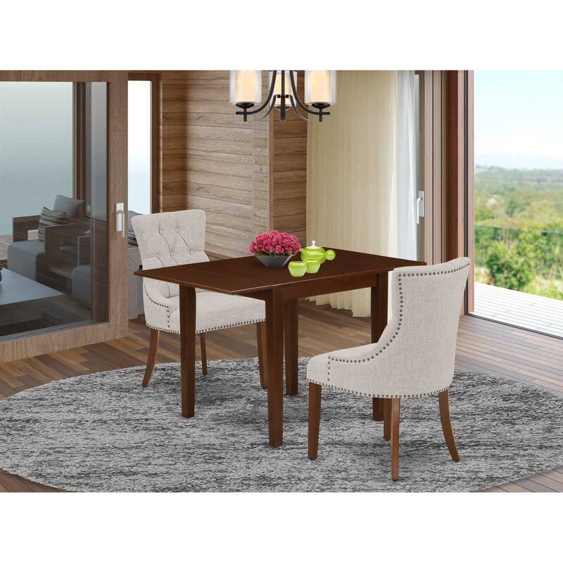 HomeStock 3-Piece Mahogany Finish Solid Wood Top Dining Table Set