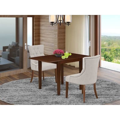 HomeStock 3-Piece Mahogany Finish Solid Wood Top Dining Table Set