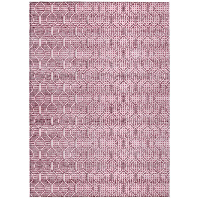 Machine Washable Indoor/ Outdoor Chantille Criss Cross Geo Rug